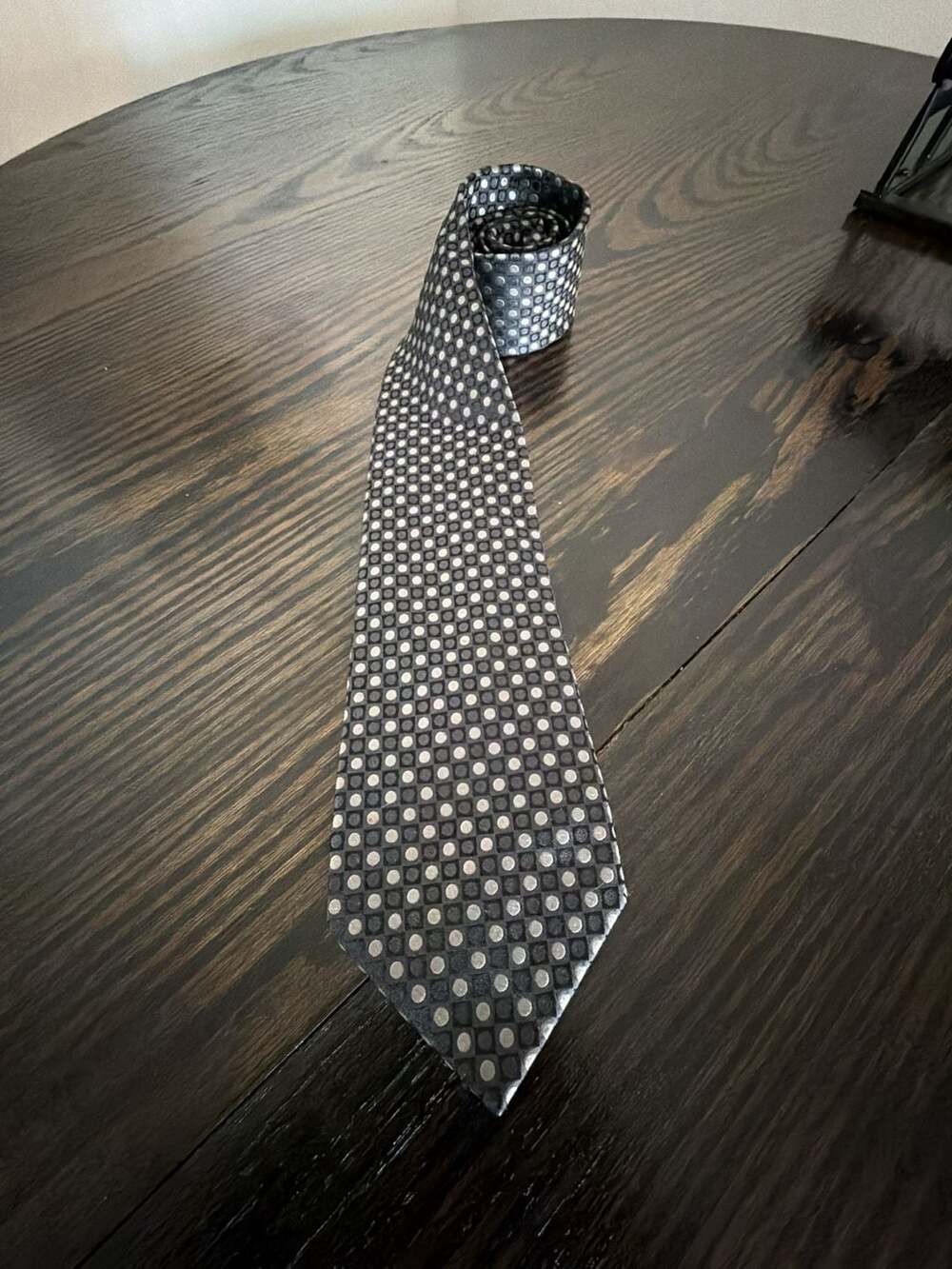 Unbranded Gray Geometric Dot Silk Necktie